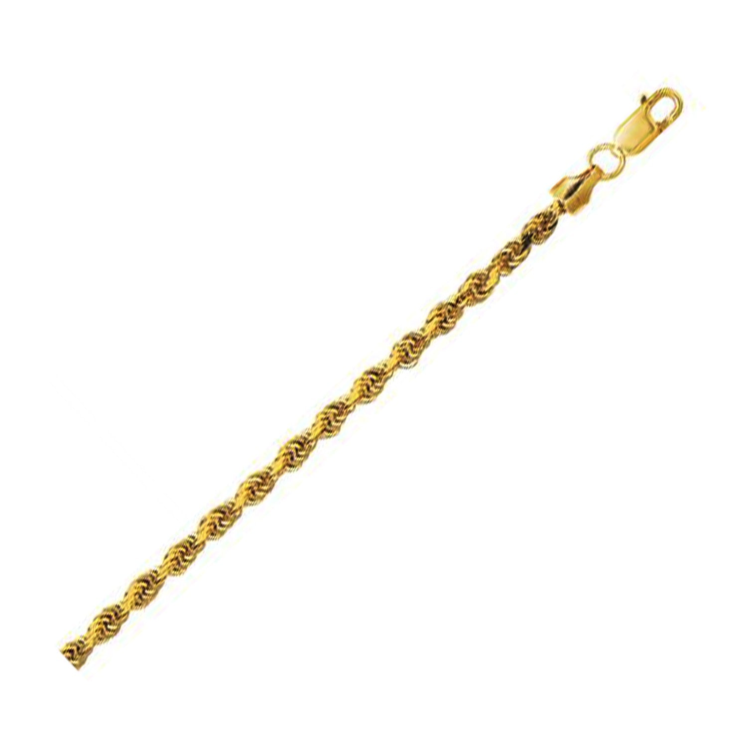 10K Yellow Gold Lite Hollow Diamond Cut Rope Chain (3.20 mm) in a sleek high-contrast midnight luxury editorial style